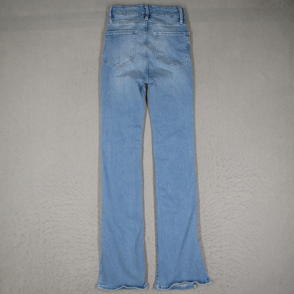 FRAME Le Super High Mini Boot Jeans Light Wash Blue Side Slit Size 23 - Picture 13 of 14
